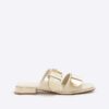Cream Buckled Flat Sandals