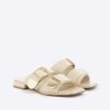 Cream Buckled Flat Sandals