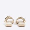 Cream Buckled Flat Sandals