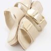 Cream Buckled Flat Sandals