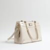 Cream Chain Handle Embossed Tote Bag