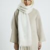 Cream Check Fluffy Scarf
