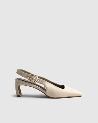 Cream Chisel Toe Slingback Court Heels Cream Chisel Toe Slingback Court Heels