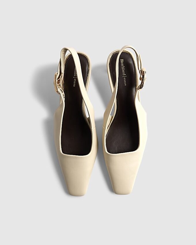 Cream Chisel Toe Slingback Court Heels