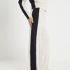 Cream Colour Block Wide Leg Trousers