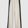 Cream Colour Block Wide Leg Trousers