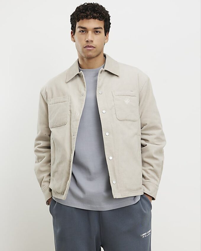 Cream Cord Padded Shacket