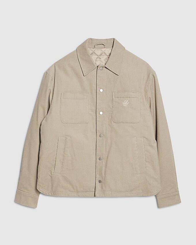 Cream Cord Padded Shacket