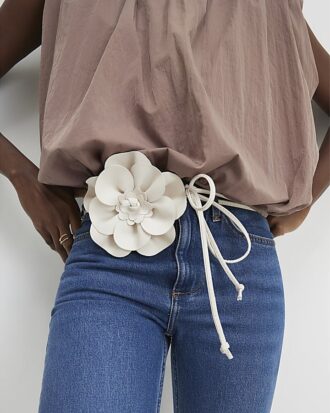 Cream Corsage Flower Belt