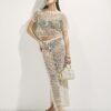 Cream Crochet Embellished Midi Beach Skirt