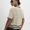 Cream Crochet Palm Print Boxy Top