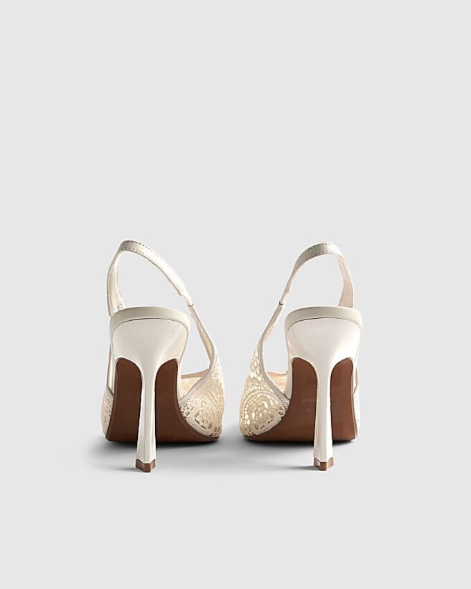 Cream Crochet Slingback Heels