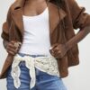 Cream Crochet Triangle Scarf