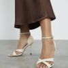 Cream Cross Over Strap Heeled Sandals