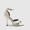 Cream Cross Over Strap Heeled Sandals