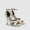 Cream Cross Over Strap Heeled Sandals
