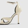 Cream Cross Over Strap Heeled Sandals