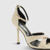 Cream Cross Over Strap Heeled Sandals