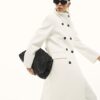 Cream Double Breasted Funnel Neck Coat