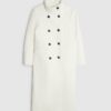 Cream Double Breasted Funnel Neck Coat