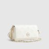 Cream Embossed Monogram Cross Body Bag