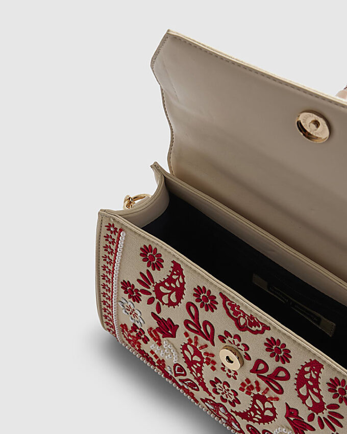 Cream Embroidered Tote Bag
