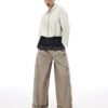 Cream Faux Leather Bubble Hem Bomber Jacket