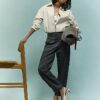 Cream Faux Leather Bubble Hem Bomber Jacket