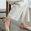 Cream Faux Leather Caged Sandals