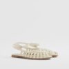 Cream Faux Leather Caged Sandals