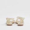 Cream Faux Leather Caged Sandals