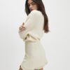 Cream Faux Leather Frill Hem Mini Skirt