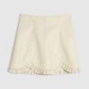 Cream Faux Leather Frill Hem Mini Skirt