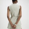 Cream Faux Leather Sleeveless Waistcoat