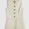 Cream Faux Leather Sleeveless Waistcoat