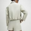 Cream Faux Leather Studded Shorts