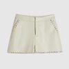 Cream Faux Leather Studded Shorts