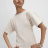 Cream Faux Suede Short Sleeve Ruched Side Top