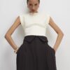 Cream Fitted Knit Sleeveless Top