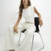 Cream Fitted Knit Sleeveless Top