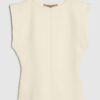 Cream Fitted Knit Sleeveless Top