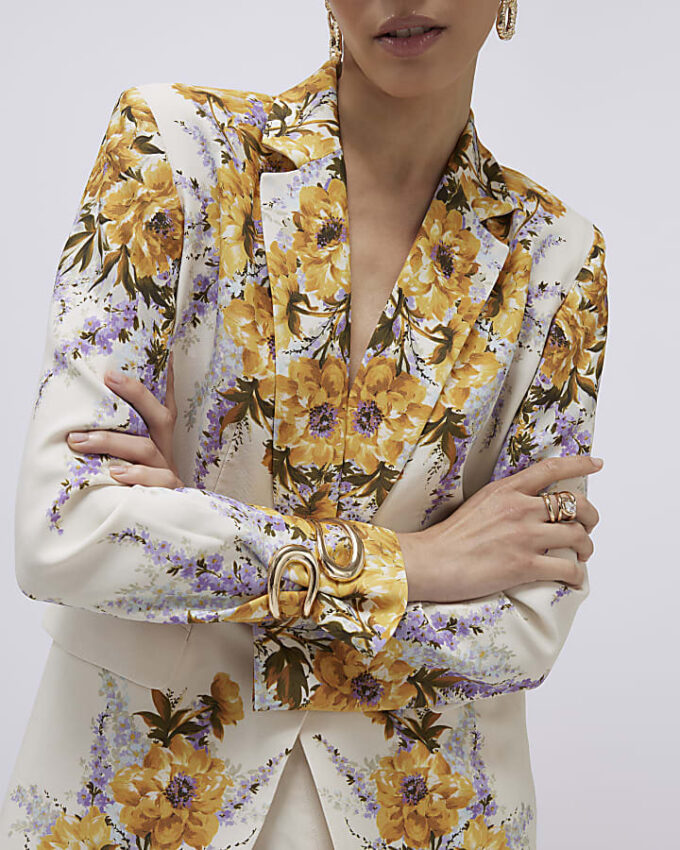 Cream Floral Blazer