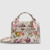 Cream Floral Charm Tote Bag