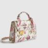 Cream Floral Charm Tote Bag