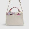 Cream Floral Charm Tote Bag