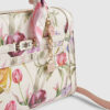 Cream Floral Charm Tote Bag