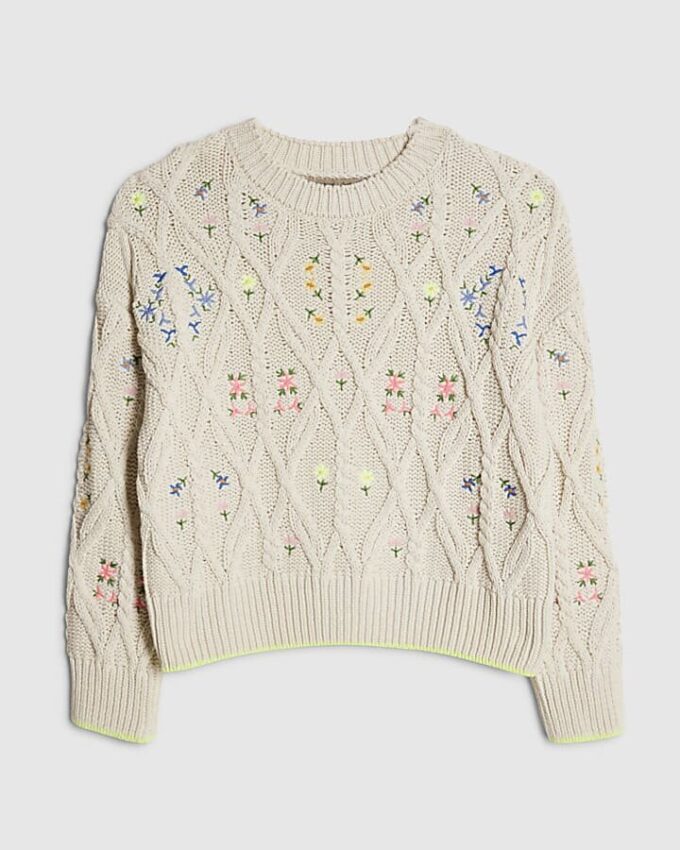 Cream Floral Embroidered Jumper