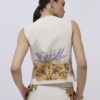 Cream Floral Fitted Waistcoat