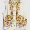 Cream Floral Fitted Waistcoat