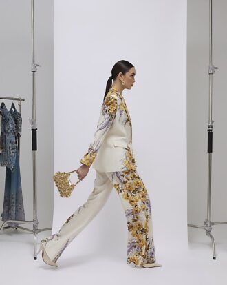 Cream Floral Flared Trousers Cream Floral Flared Trousers